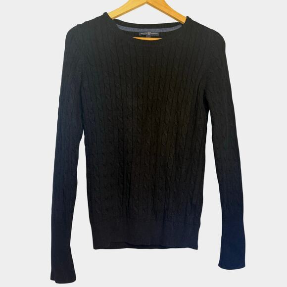 GAP Cable Knit Black Crew Neck Sweater w/ Angora Rabbit Hair Blend, Size: M - Picture 1 of 6